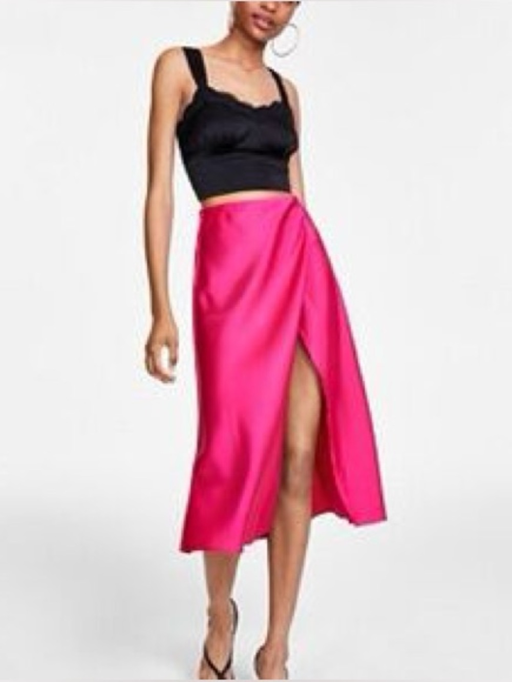 Fuchsia Wrap Midi Skirt with Tag